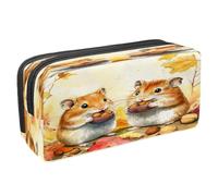 VAPOKF Pencil Case Pen Bag Student Stationery Pouch with Zipper for Boys Girls School & Office Supplies, Autumn Hamsters Maple Leave Nuts