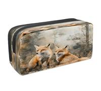 VAPOKF Pencil Case Pen Bag Student Stationery Pouch with Zipper for Boys Girls School & Office Supplies, Watercolor Forest Foxes