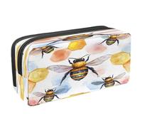 VAPOKF Pencil Case Pen Bag Student Stationery Pouch with Zipper for Boys Girls School & Office Supplies, Honey Bees on Colorful Comb