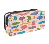 VAPOKF Pencil Case Pen Bag Student Stationery Pouch with Zipper for Boys Girls School & Office Supplies, Colorful Cats of Hipple Mandala Pattern