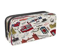 VAPOKF Pencil Case Pen Bag Student Stationery Pouch with Zipper for Boys Girls School & Office Supplies, England Travel Landmark Sign Symbol