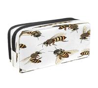 VAPOKF Pencil Case Pen Bag Student Stationery Pouch with Zipper for Boys Girls School & Office Supplies, Bumble Bees Pattern