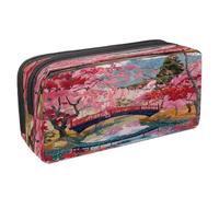 VAPOKF Pencil Case Pen Bag Student Stationery Pouch with Zipper for Boys Girls School & Office Supplies, Blossom Cherry Tree Bridge