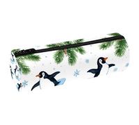 VAPOKF Penguins Sit on Cold Ice Print Pencil Cases, PU Leather Pen Bag Student Stationery Organiser Bag Makeup Pouch for Women Girls Boys Kids School Office Supplies