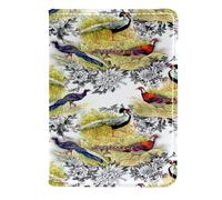 VAPOKF Pheasant Animals Birds in Floral s Passport Holder Travel Wallet Leather Card Case Cover, 11.5x16.5cm