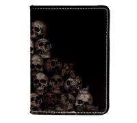 VAPOKF Pile of Skull and Bones Passport Holder Travel Wallet Leather Card Case Cover, 11.5x16.5cm