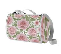 VAPOKF Pink Roses Picnic Blanket Waterproof, Extra Large Picnic Mat 150 X 145 cm, Camping Beach Blanket Washable Foldable, Camping Accessories for Outdoor Activities