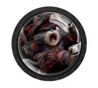 VAPOKF Pirate Cat Cabinet Knobs, Premium Door Drawer Knobs, Round Cupboard Handles with Screws, for Kitchen Bedroom Furniture - Pack of 4