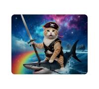 VAPOKF Pirate Cat Shark Mouse Pad, 28 x 22cm Mouse Mat, Rectangle Gaming Mousepad, Desk Mat with Rubber Base, Desk Pad Laptop for Office and Home