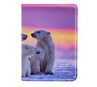 VAPOKF Polar Bear Family at Sunset Passport Holder Travel Wallet Leather Card Case Cover, 11.5x16.5cm