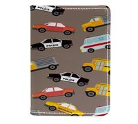 VAPOKF Police Car School Bus Taxi Passport Holder Travel Wallet Leather Card Case Cover, 11.5x16.5cm
