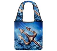 VAPOKF Poseidon's Trident in the Sea Canvas Tote Bags, Women's Shoulder Handbags, Large Reusable Carry Bag Shoulder Bag for School Work Office Travel Shopping Casual