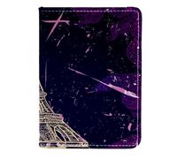 VAPOKF Poster with Eiffel Tower Passport Holder Travel Wallet Leather Card Case Cover, 11.5x16.5cm