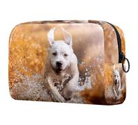 VAPOKF Pretty Labrador Retriever Dog is Running Through a River Cosmetic Bag for Women, Travel Toiletries Bags Large Makeup Handy Pouch Organizer Bag with Zipper