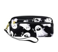 VAPOKF PU Pencil Case Pen Bag Student Stationery Pouch with Zipper for Boys Girls, School & Office Supplies - Cartoon Halloween Ghosts Hold Cross