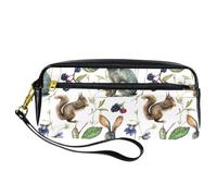 VAPOKF PU Pencil Case Pen Bag Student Stationery Pouch with Zipper for Boys Girls, School & Office Supplies - Grey Hare and Squirrel