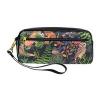 VAPOKF PU Pencil Case Pen Bag Student Stationery Pouch with Zipper for Boys Girls, School & Office Supplies - Forest Owl Fox Hedgehog Hare