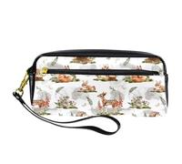 VAPOKF PU Pencil Case Pen Bag Student Stationery Pouch with Zipper for Boys Girls, School & Office Supplies - Forest Deer Mouse Fox Squirrel Hare Hedgehog
