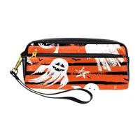 VAPOKF PU Pencil Case Pen Bag Student Stationery Pouch with Zipper for Boys Girls, School & Office Supplies - Halloween Ghosts and Bats