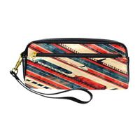 VAPOKF PU Pencil Case Pen Bag Student Stationery Pouch with Zipper for Boys Girls, School & Office Supplies - Row of Trains