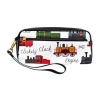 VAPOKF PU Pencil Case Pen Bag Student Stationery Pouch with Zipper for Boys Girls, School & Office Supplies - Vinatage Steam Trains