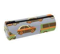 VAPOKF Public Transport Bus and Taxi Pencil Cases, PU Leather Pen Bag Student Stationery Organiser Bag Makeup Pouch for Women Girls Boys Kids School Office Supplies