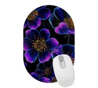 VAPOKF Purple Flowers Mouse Pad | Desk Mat/Gaming Oval Mouse Pad | Improved Precision and Speed | Rubber Base for Stable Grip on Smooth Surfaces | 28×18 cm