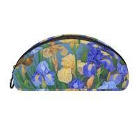 VAPOKF Purple Iris Flower Pattern Pen Bag Pencil Case, Oxford Cloth Student Stationery Pouch for Teen Boys Girls, School Office Supplies