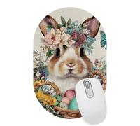 VAPOKF Rabbit Flowers Mouse Pad | Desk Mat/Gaming Oval Mouse Pad | Improved Precision and Speed | Rubber Base for Stable Grip on Smooth Surfaces | 28×18 cm