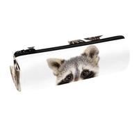 VAPOKF Raccoon Sit on White Background Print Pencil Cases, PU Leather Pen Bag Student Stationery Organiser Bag Makeup Pouch for Women Girls Boys Kids School Office Supplies