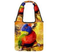 VAPOKF Rainbow Lorikeet Parrot Bird Canvas Tote Bags, Women's Shoulder Handbags, Large Reusable Carry Bag Shoulder Bag for School Work Office Travel Shopping Casual