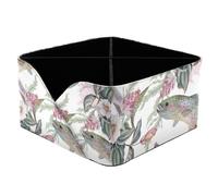 VAPOKF Rainbow Trout Fish and Pink Flower Desk Organiser with 4 Compartments, Pencil Holders Pen Pot Storage Caddy for Desk, Desktop Storage Stationery Supplies for Home Office