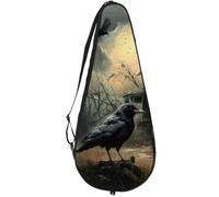 VAPOKF Raven Abandoned House Dead Tree Racket Bag for Tennis, Tennis Bat Cover Racket Case Paddle Bag, Holds up to 2 Racquets