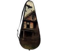 VAPOKF Raven Flying Over Abandoned Cabin Racket Bag for Tennis, Tennis Bat Cover Racket Case Paddle Bag, Holds up to 2 Racquets