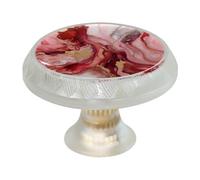VAPOKF Red Marble Texture Cabinet Knobs, Premium Door Drawer Knobs, Transparent Round Cupboard Handles with Screws, for Kitchen Bedroom Furniture - Pack of 4