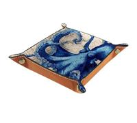 VAPOKF Retro Octopus Dice Trays Quadrilateral Dice Folding Tray Microfiber Leather Holder for Table Games RPG DND, 20.5 × 20.5 cm