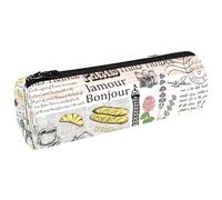 VAPOKF Retro Paris France Postcard Canvas Pen Pencil Case Coin Purse Cosmetic Makeup Bag for Student Stationery School Office Storage