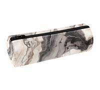 VAPOKF Retro Pastel Marble Pattern PU Leather Barrel Pen Pencil Case Coin Purse Cosmetic Makeup Bag for Student Stationery School Office Storage