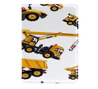 VAPOKF Road Roller Truck Crane Bulldozer Passport Holder Travel Wallet Leather Card Case Cover, 11.5x16.5cm