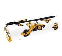 VAPOKF Road Roller Truck Crane Bulldozer Pencil Cases, PU Leather Pen Bag Student Stationery Organiser Bag Makeup Pouch for Women Girls Boys Kids School Office Supplies