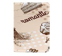 VAPOKF Romantic Paris Eiffel Tower Passport Holder Travel Wallet Leather Card Case Cover, 11.5x16.5cm