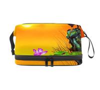 VAPOKF Rooster Cock Crows Cosmetic Bag for Women and Girls, Travel Toiletry Bag Makeup Handy Pouch Organizer Bag with Brush Compartment