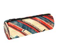 VAPOKF Row of Trains Canvas Pen Pencil Case Coin Purse Cosmetic Makeup Bag for Student Stationery School Office Storage