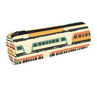 VAPOKF Rows of Colorful Trains Canvas Pen Pencil Case Coin Purse Cosmetic Makeup Bag for Student Stationery School Office Storage