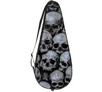 VAPOKF Scary Human Skull Head Racket Bag for Tennis, Tennis Bat Cover Racket Case Paddle Bag, Holds up to 2
