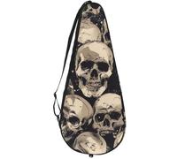 VAPOKF Scary Human Skulls Racket Bag for Tennis, Tennis Bat Cover Racket Case Paddle Bag, Holds up to 2