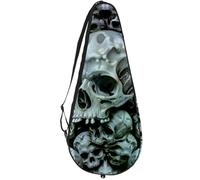 VAPOKF Scary Human Skulls Racket Bag for Tennis, Tennis Bat Cover Racket Case Paddle Bag, Holds up to 2
