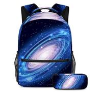 VAPOKF School Bag Set for Teen Girls Boys, Student Bookbag Backpack Rucksack with Pencil Case for School - Beautiful Glowing Andromeda Galaxy Pattern
