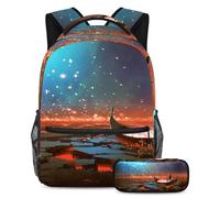 VAPOKF School Bag Set for Teen Girls Boys, Student Bookbag Backpack Rucksack with Pencil Case for School - Starlight