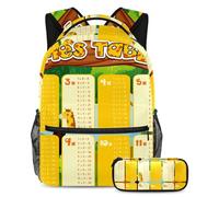 VAPOKF School Bag Set for Teen Girls Boys, Student Bookbag Backpack Rucksack with Pencil Case for School - Times Multiplication Tables